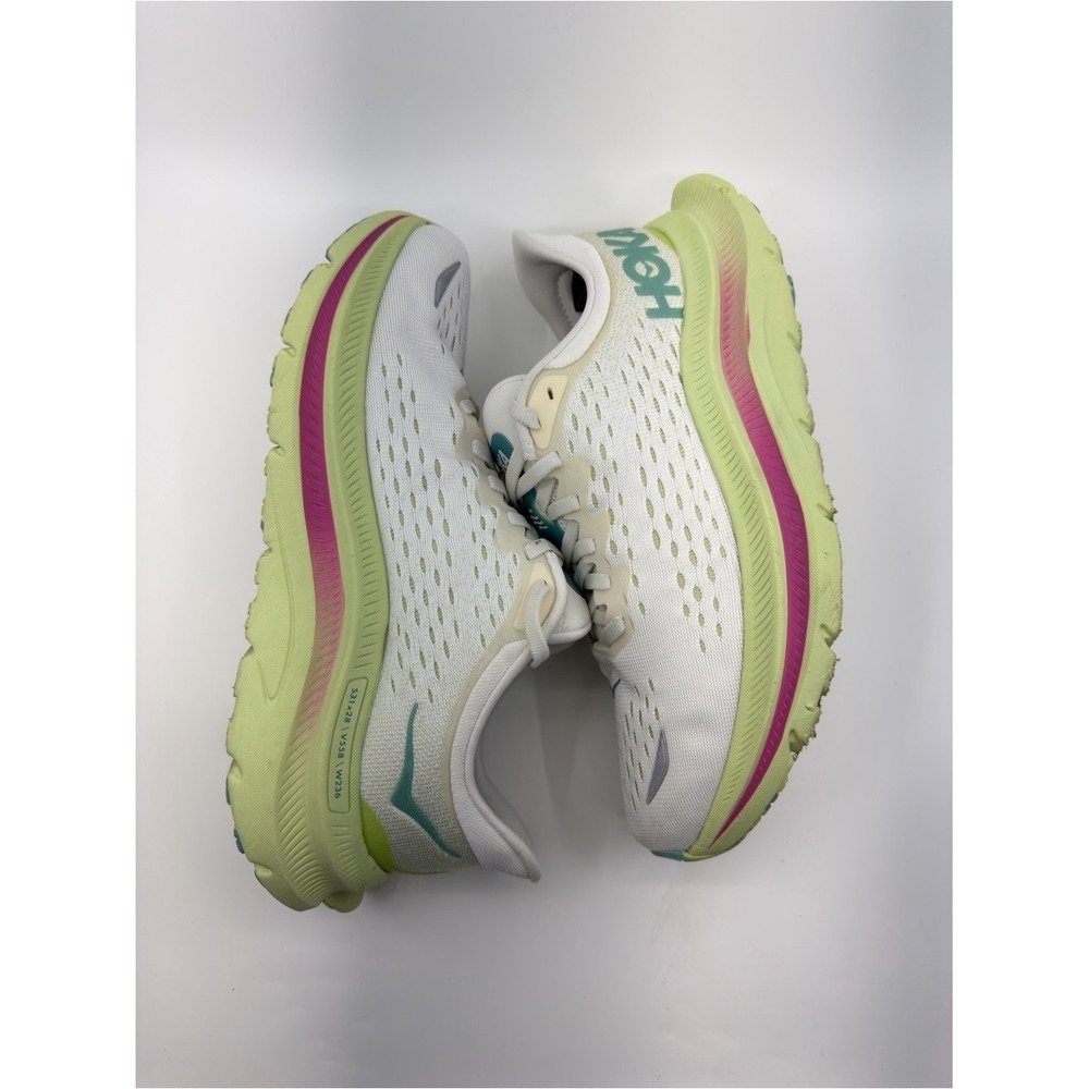 Hoka Womens 8 White Kawana Running Shoes Sneakers Teal Pink Lime Green - Picture 7 of 10